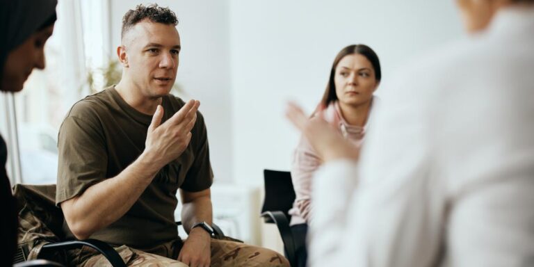 man in therapy session discussing alcohol rehab in cleveland