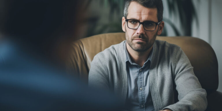 person working through unresolved trauma with therapist